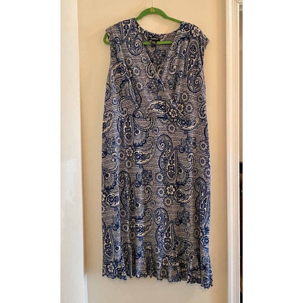 Women’s Plus Size 18W Blue and Cream colored Dress